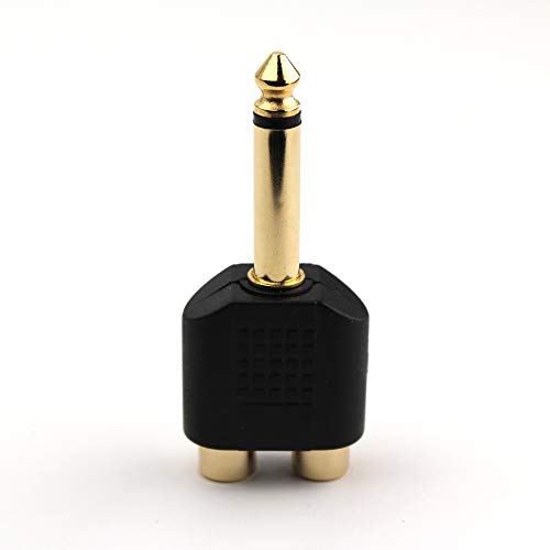 Adaptador 2 RCA Hembra a 1/4" Macho chapado en oro miniatura 4