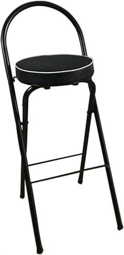Tabouret de Bar Haut Pliable Noir Gain de Place Contre le Mal de Dos