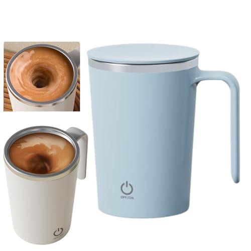 人気 自動攪拌マグカップ 400ml 大容量 保温マグカップ USB充電式 自動磁気 自動かき混ぜコーヒーマグ ステンレス製 マグネット シェーカーボトル プロテイン コーヒー ジュース ミルクティー ホットショコラ用 携帯便利 青