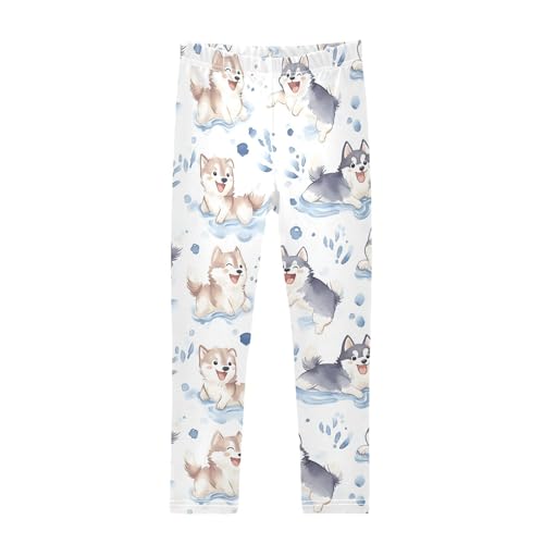 Dog Play in Water Girls Leggings,Workout Leggings for Girls Toddler Athletic Legging Size for 3-10T