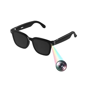 AI Smart Brille mit Fahrrad Kamera und Mikrofon Sportkamera Motorrad Intelligent Brillen Sonnenbrille mit Kleine Videobrille Live Übertragung für Herren Damen Smart Camera Glasses Mini Videokamera