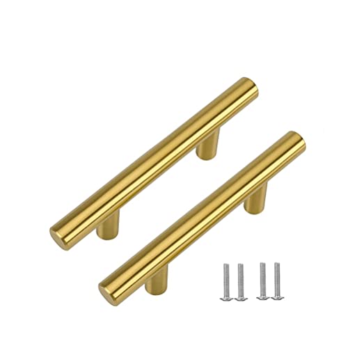 SYDARSYN 6 Pack Kitchen Cupboard Handles 64mm - Stainless Steel Cabinet Handles Gold Wardrobe Drawer Furniture Door T Bar Pull Handles
