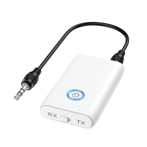 OQIMAX Adaptateur Audio Bluetooth 5.0, Récepteur Émetteur Bluetooth 2 en 1, AUX Adaptateur pour Casque, Faible Latence & Réduction du Bruit, HiFi Receiver...