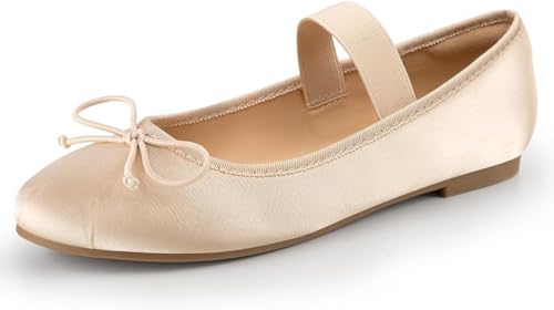 Rekayla Nude Flats Mary Jane Shoes Women Round Toe Ballet...