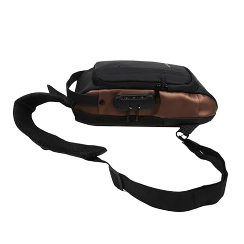 Anti-theft Chest Bag Business Shoulder Bags Satchel Bag with USB Sling Crossbody Backpack Travel Hiking Daypack for Women Men,Black Gold2