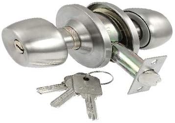 New Lon0167 Bedroom Bathroom Featured Silver Tone Metal reliable efficacy Ball Knob Door Lock Set w 3 Keys(id:79c 4e 5a 0bf)