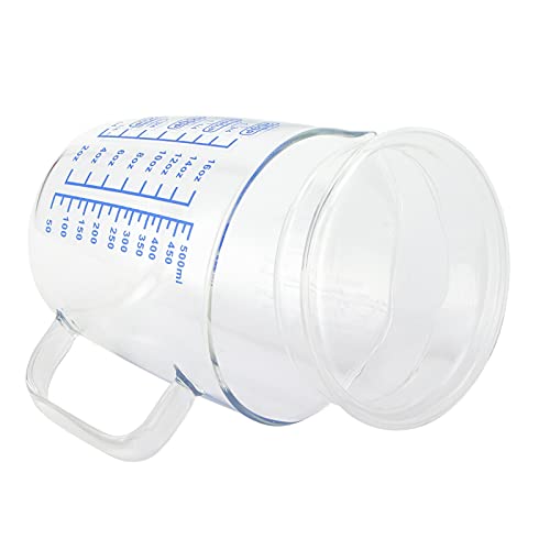 Vaso medidor de cristal resistente al calor, báscula de leche, taza medidora con tapa, utensilios de cocina (500 ml)