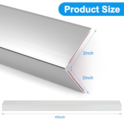 Image of 4Pack Aluminum Metal Corner Protector, 45″x 2″ Peel and Stick L Molding Corner Guards with 90 Angle, for Wall Door Frame Cabinet Furniture Baseboard Protection and Decoration (Silver)