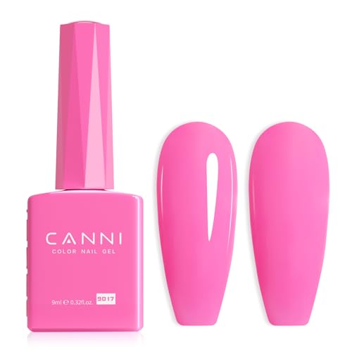 Image of CANNI Pink Gel Nail Polish, 1Pcs Bright Pink Gel Polish Color High Gloss Soak Off U V Nail Manicure Salon DIY
