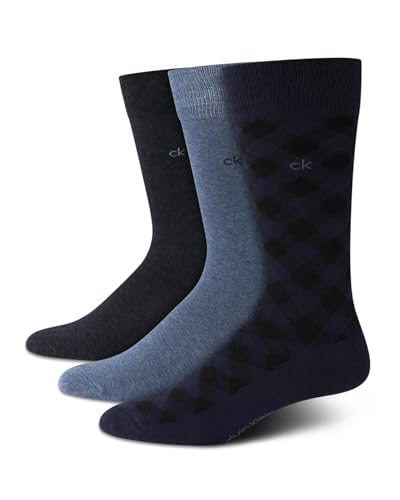 Calvin Klein Calvin Klein Casual Flat Knit Cotton Men's Crew Socks 2 pack, Chaussette classique Pour des hommes, Navy, 39/42
