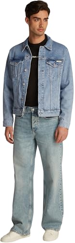 Calvin Klein Herren Jeansjacke Slim Denim Jacket Brusttaschen, Blau (Denim Light), XS – Ansicht 5