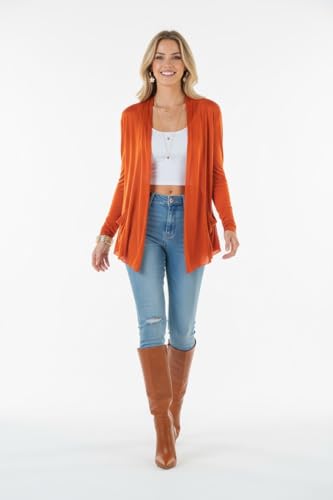 Image of ToBeInStyle Womens Open Front Long Sleeve Lightweight Asymmetrical Draped Cardigan with Side Pockets