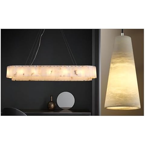 Sucelating Alabaster Rectangular Chandeliers for Kitchen Island with Pendant Lights for Dining Room Living Room Bedroom Bathroom Cover