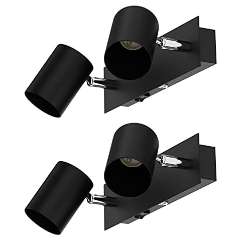 ledscom.de Wandleuchte WAIKA, 2-flammig, Schalter, schwarz matt Cover