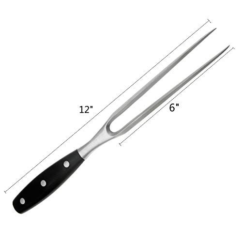 Kakamono Carving Fork, Meat Fork, 12 Inch Cooking Fork, Stainless Steel BBQ Fork, Long Metal Chef Pro Kitchen Forks for Barbecue, Serving, Cooking, Grilling, Roasting