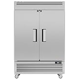 Coolake 49 Cu Ft Commercial Refrigerator, 54.4' W 2 Door Upright Fridge with 8 Adjustable Shelves, Frost-free Stainless Steel Industrial Reach-in Refrigerator for School Restaurant Church Prep Kitchen
