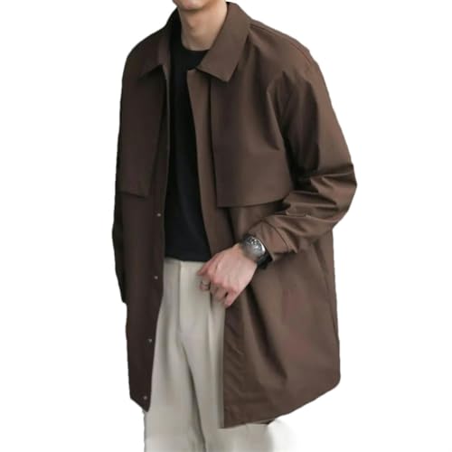 Veste mi-longue coréenne homme au design ample et grand col à revers stylé