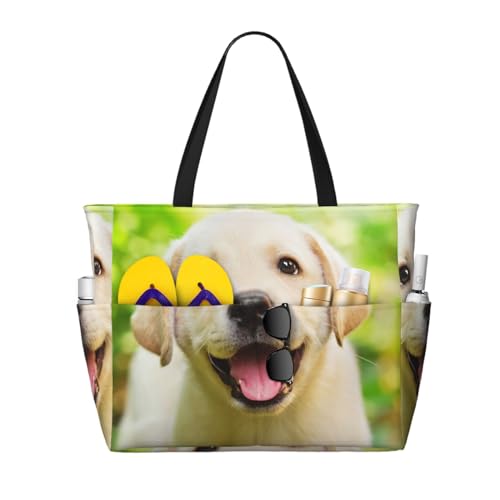 Grand sac de plage Labrador Retriever pour femme : sac fourre-tout à poignées