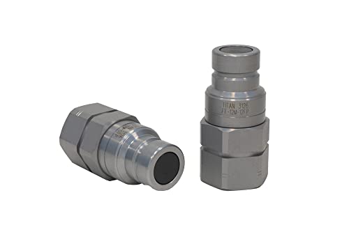 Image of Titan Fittings - 1 /2 inch Skid Steer Hydraulic Couplers - Flat Face Quick Connect Couplers for Bobcat - Couplings Set with Dust Caps