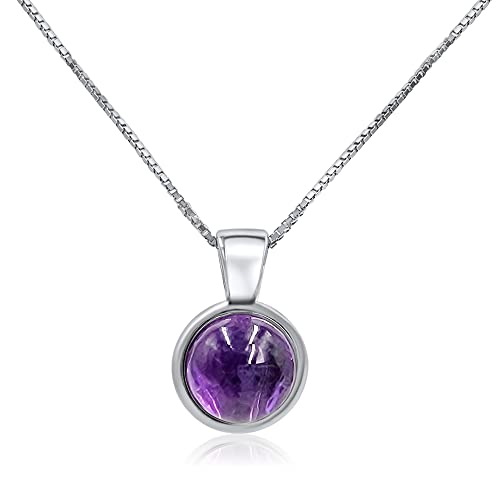 Natural Amethyst 8mm round pendant with...