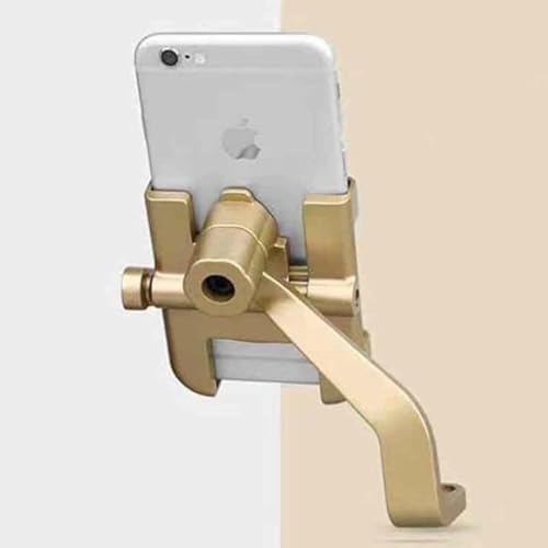Image of HUMBLE Universal Mobile Phone Holder Waterproof Easy Adjustable Rear View Mirror Mount Solid Metal Stand up to 7 inch Suitable for Bicycle, Motorcycle, Bike Scooty Fits All Smartphones (Golden)