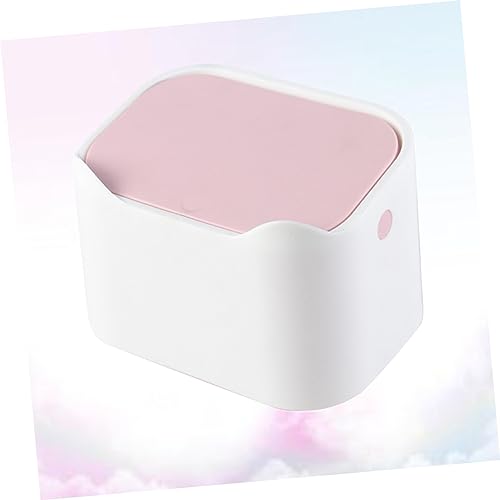 Papelera pequeña de escritorio con tapa rosa miniatura 2