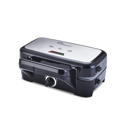 LITTLE BALANCE 8368 Speedn Mixt 1200, Gaufrier + Grill 2 en 1, 1 plaque Gaufres, 1 plaque Gril interchangeables, 1200 W, Inox, Noir
