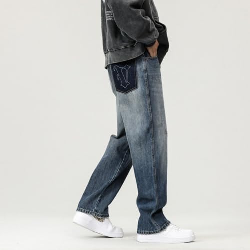 Jeans Pants Trouser Denim Retro Spring and Autumn Men's Classic Loose High Street Washed3