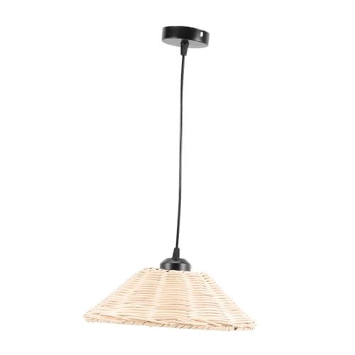 Lustre suspendu en rotin tressé, luminaire de plafond style chinois et suspension salon