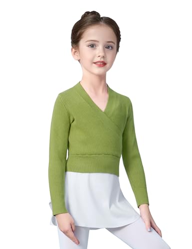 Image of Dance Sweater for Girls Long Sleeve V-Neck Top Sweater for Ballet /Gymnastics /Sports