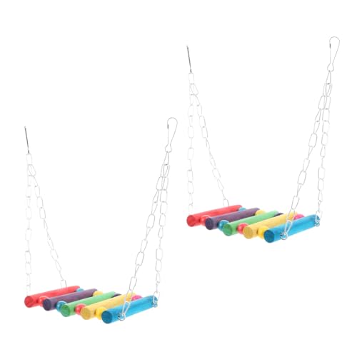 BUGUUYO 2Pcs Parrot Hanging Bridge Standing Perch Bird Hammock Swing for Bird Cage Easy to Install for Pet Parrots Budgies Cockatiels