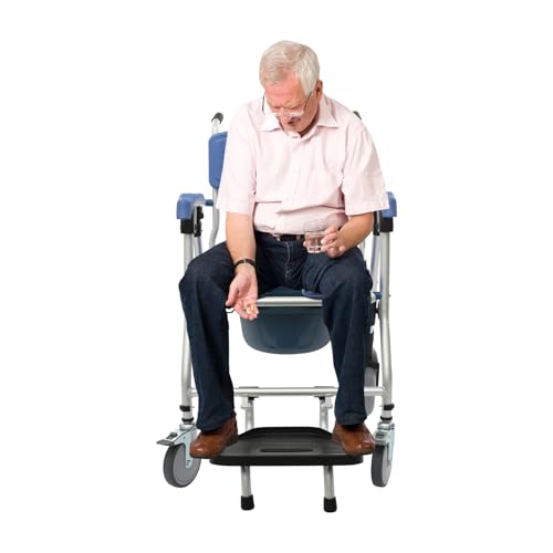 MEELRYD Silla de baño con ruedas, silla de ducha, silla de inodoro móvil, silla de ducha multifuncional con ruedas, silla de inodoro plegable para personas mayores y discapacitadas, comodidad, soporta