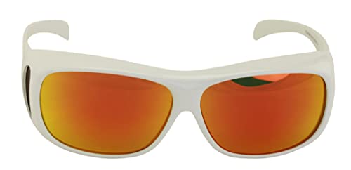 V.W.E. Polarized Fit Over Glasses Sunglasses 63mm Rectangular Frame White Black Mirror3