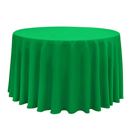 Image of Obstal 210 GSM Round Green Table Cloth, 108 Inch Diameter | Oil-Proof Spill-Proof Waterproof Tablecloth, Christmas Decorations Fabric Table Cover Protector for Holiday Party