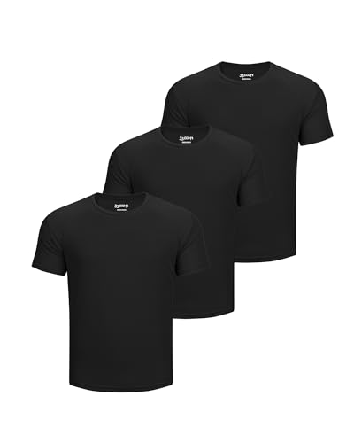 T-shirt sport noir homme col rond lot de 3 manches courtes coupe droite confortable