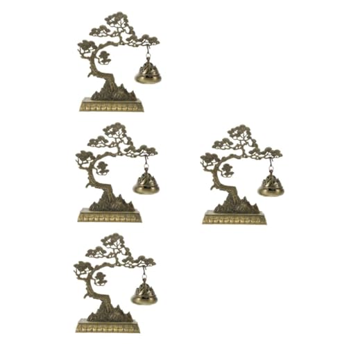 PATKAW 4 Piezas Quemador de Incienso Porta Incienso Mujer decoración asiática Colgante Decorativo decoración Zen Porta Incienso de reflujo Natural pequeño Gong gongs aleación Coffee
