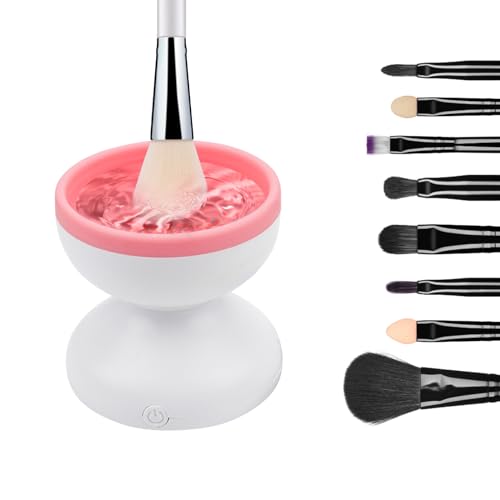 Elektronischer Make-up-Pinsel-Reiniger,Make-up-Pinsel-Reinigungsmaschine Tragbare Schönheits,Automatischer USB-Spinner,Kosmetikpinsel-Reiniger,Schnell Trocknende Pinsel-Reinigungsmaschine (Weiß)