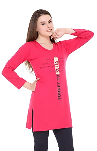 Image of In Love Women's Plus Size Printed Long Tops, Round Neck 3 /4 Sleeve Relaxed Fit Longline T-Shirt Tunic