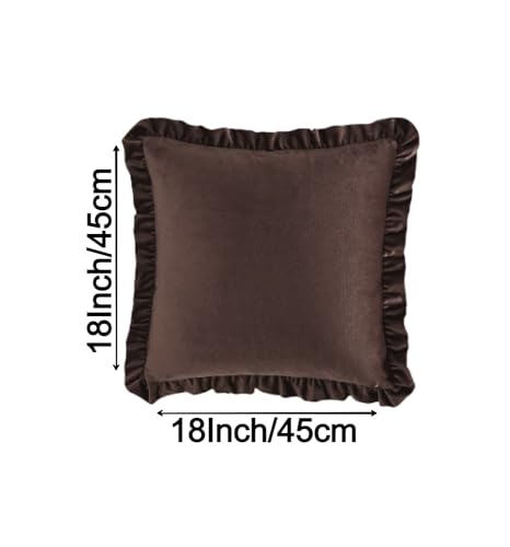 Image of Amazon Brand - Umi Velvet Coffee 18x18 Pillow Covers, Set of 2 Decorative Ruffle Cushoin Pillow Covers for Sofa Couch