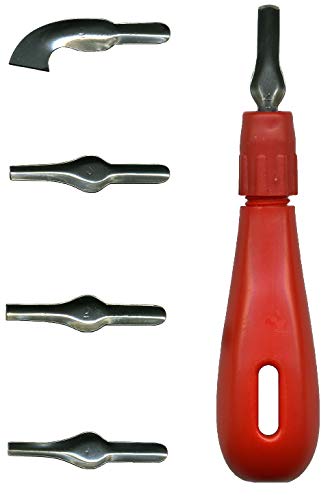 Major Brushes Lino Cutting Handle Tool & 5 Assorted Cutter Blades Nibs Set