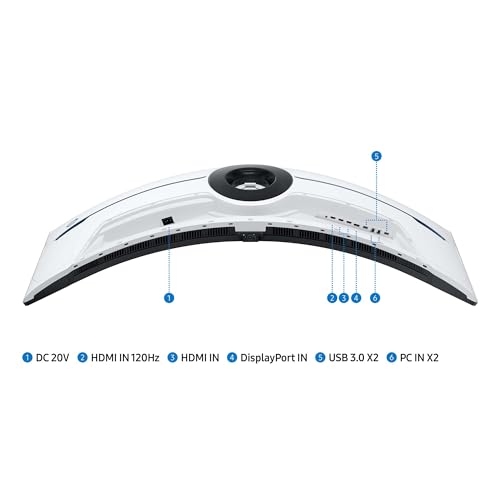 Samsung Odyssey Neo G95NC Curved Gaming Monitor, 57 Zoll, VA-Panel, 7.680 x 2.160 Pixel, Quantum Mini LED, Freesync Premium Pro, Bildwiederholrate 240 Hz, Reaktionszeit 1 ms (G/G), Weiß