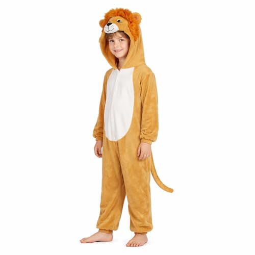 Image of Raj Costume Animal Fancy Dress Costume for Boys & Girls | Hooded Full Body Wildlife Zoo Animal Jumpsuit | Soft Costume for School Function, Fancy Dress, Halloween, Birthday, Cosplay & Role Play