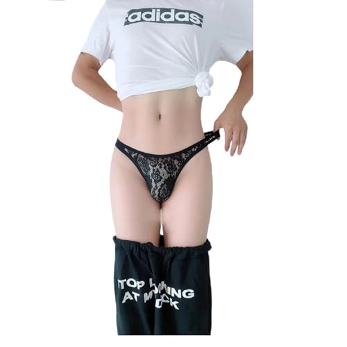 Men's Lace Thong Transparent Gstring Sexy Printing 1 Pack2