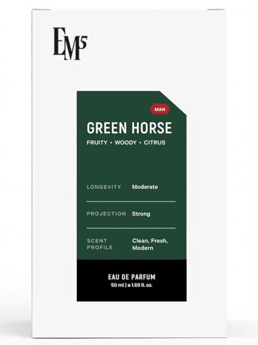 Image of EM5 Green Horse Perfume for Men & Women | Woody Fruity Musky Fresh Aromatic Fragrance | 50 ml Unisex Eau de Parfum Spray | Luxury Gift for Him & Her