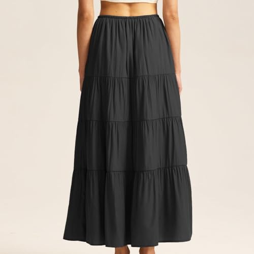 Pleated Long Skirts for Women Casual Elastic High Waisted Length Casual Skirt for Holiday4