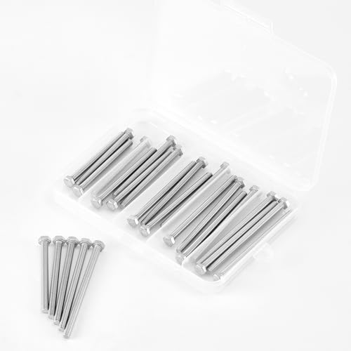 Image of M5 x 60mm 65mm 70mm 75mm 80mm Heavy Duty Hexagon Bolts Hex Head Screws, 304 Stainless Steel, Metric Fully Thread, Machine, Bright Finish, Assortment Kit 25PCS