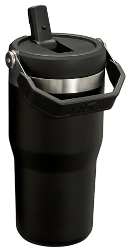 Stanley IceFlow Stainless Steel Tumbler with Straw - Vacuum Insulated Water Bottle for Home, Office or Car Reusable Cup Leakproof Flip Cold 12 Hours Iced 2 Days, 20 Oz, Black 2.0