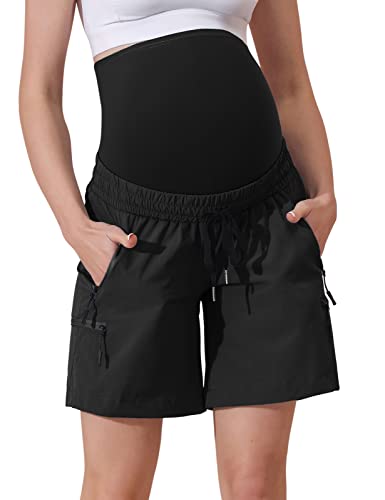 Maternity Shorts Comfortable Shorts With Pockets Whole Pregnancy Shorts Black S #TOP15