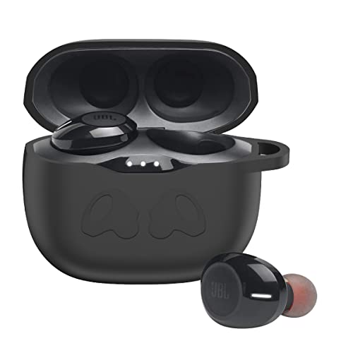 WQNIDE for JBL Tune T120TWS Case Cover, Anti-Lost & Shockproof Protective Soft Silicone Skin for JBL Tune T125TWS True Wireless,in-Ear Headphone Charging Case with Keychain[Front LED Visible](Black)