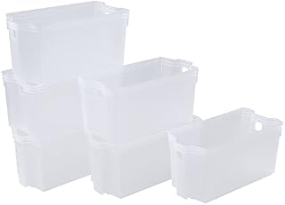 Rinboat 6 Packs Rectangle Plastic Storage Basket, Clear